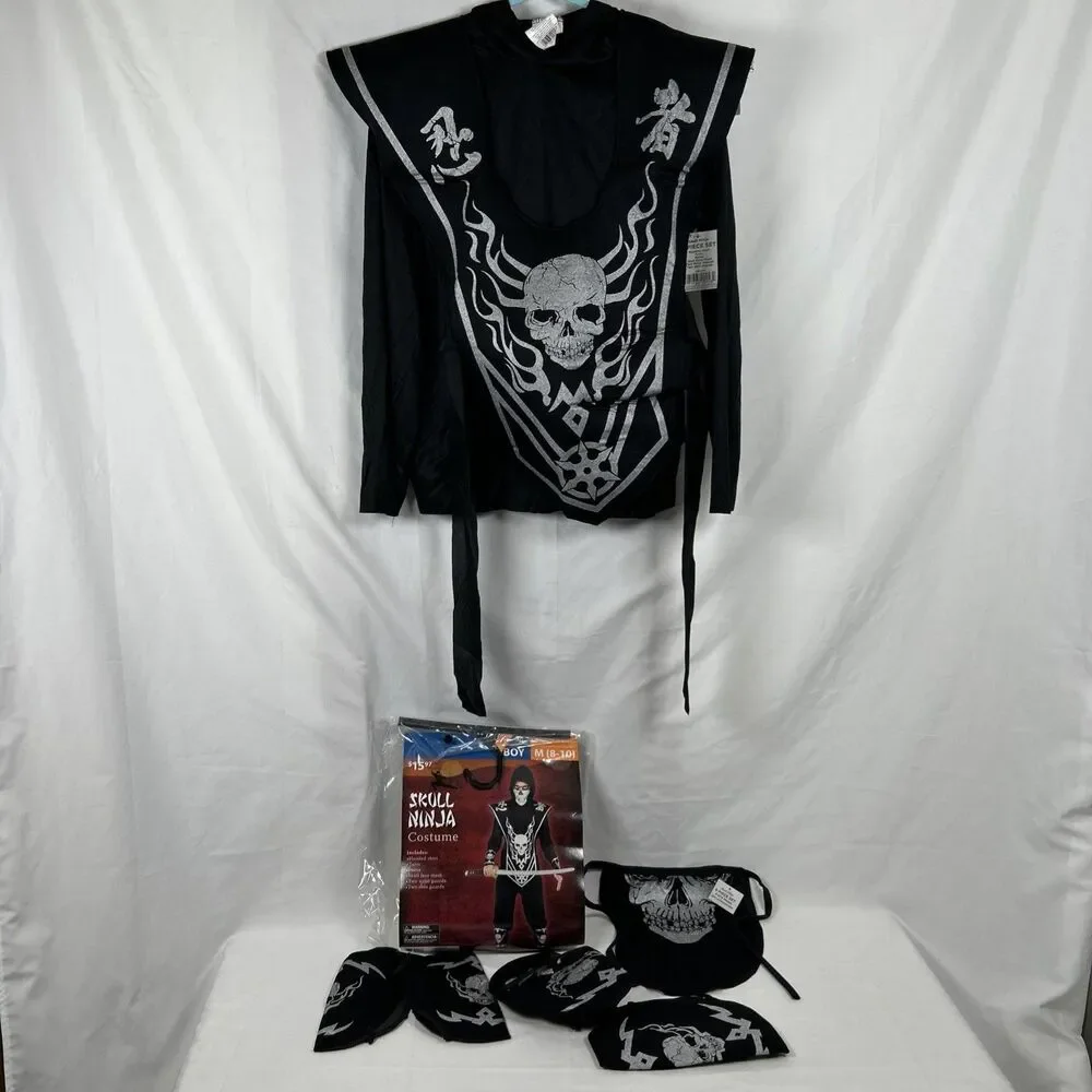 Skull Ninja Halloween Costume Boys Medium 8-10 MISSING PANTS